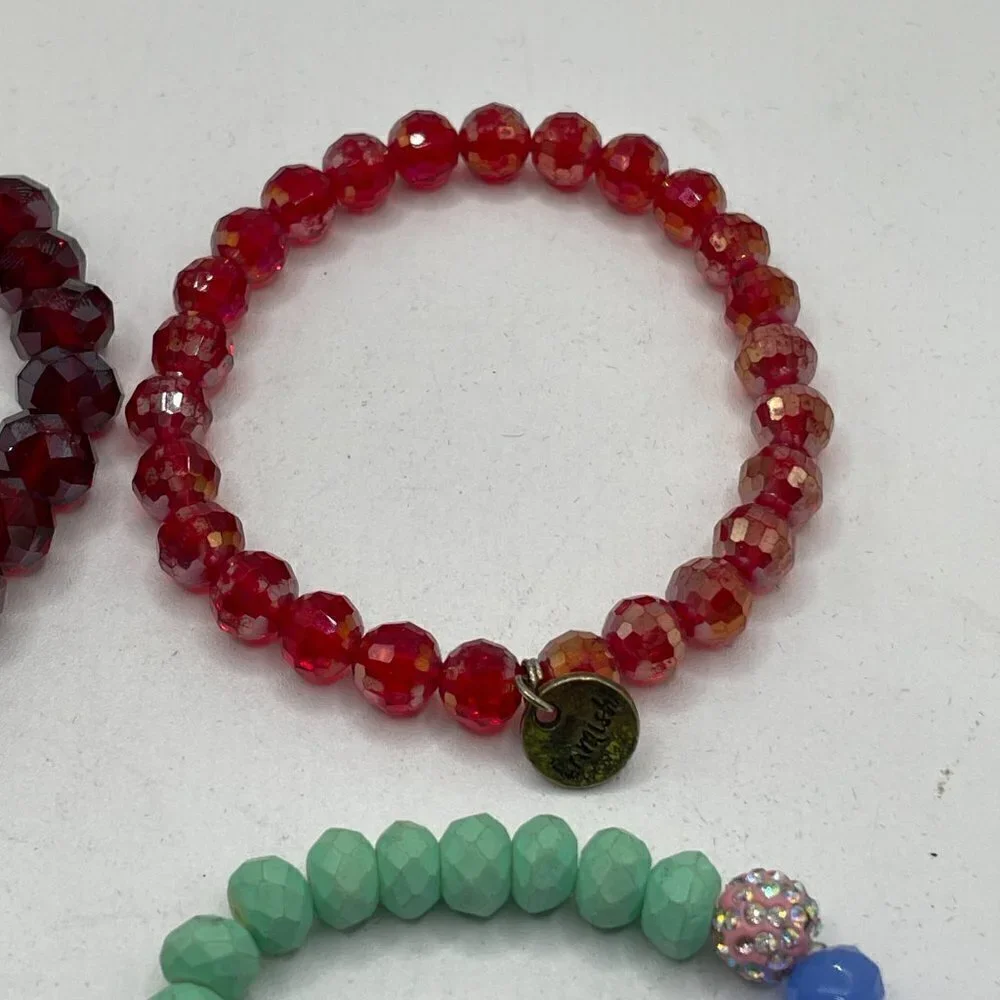 Erimish Beaded Stretch Bracelets Set of Six Multicolor OS One Size